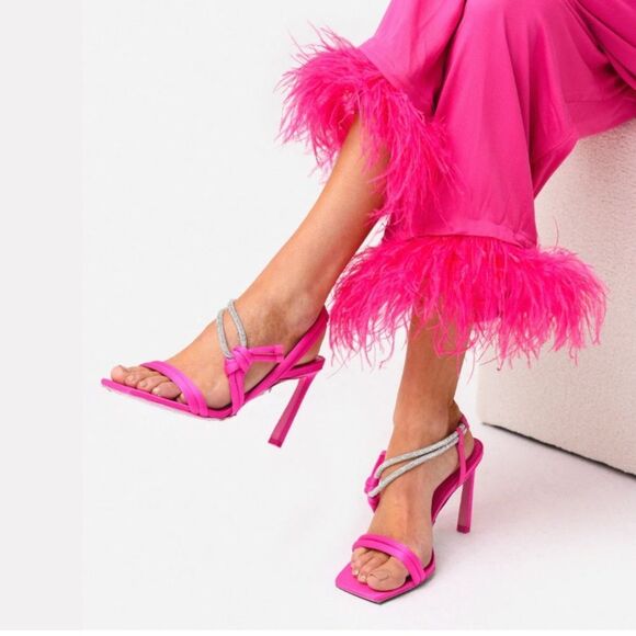 Jonathan Simkhai Cassie Crystal Strappy Sandals, Pink Size 38 New in Box $595